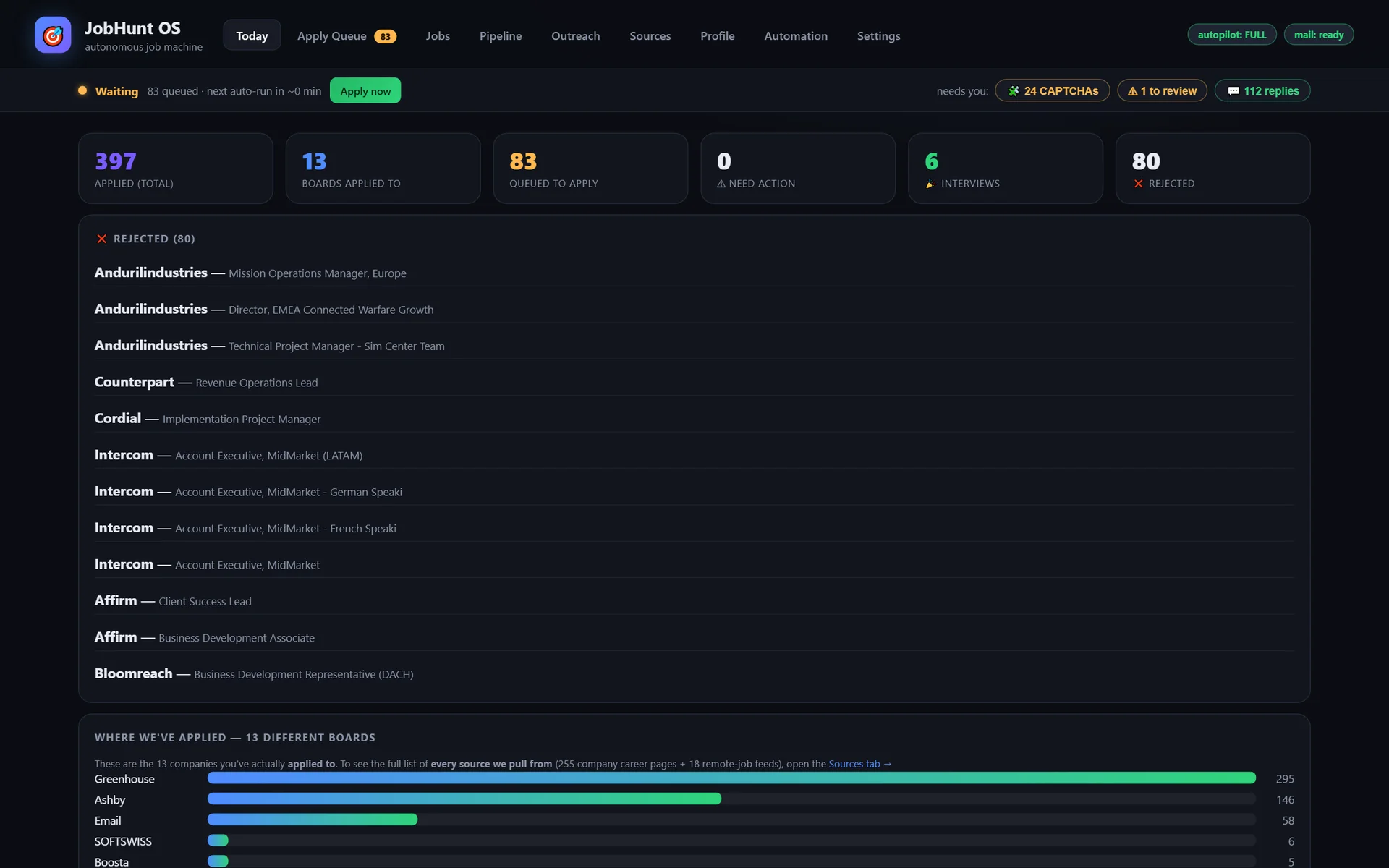 JobHunt OS screenshot
