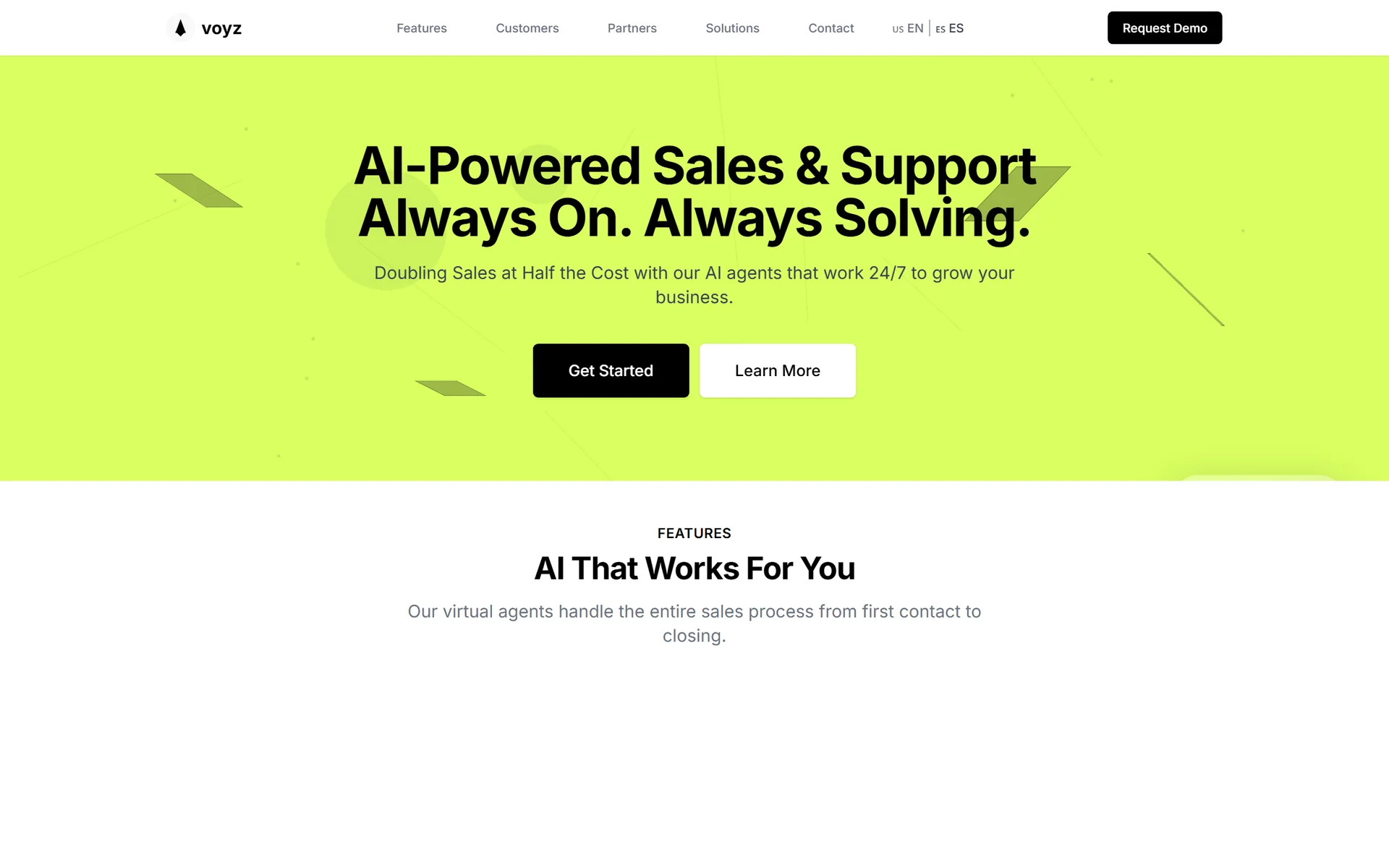 voyz landing page